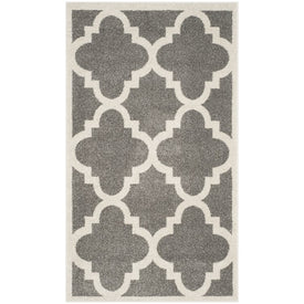 Rug Indoor/Outdoor 4' x 6' Dark Gray/Beige Rectangular Polypropylene/Fibrillated Polypropylene/Latex/Poly-Cotton AMT423R