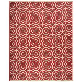 Rug Indoor/Outdoor 8' x 10' Red/Cream Rectangular Polypropylene LND127Q