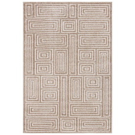 Rug Indoor/Outdoor 4' x 6' Wheat/Beige Rectangular Polypropylene/Fibrillated Polypropylene/Latex/Poly-Cotton AMT430S