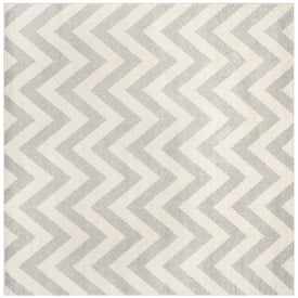 Rug Indoor/Outdoor 9' x 9' Light Gray/Beige Square Polypropylene/Fibrillated Polypropylene/Latex/Poly-Cotton AMT419B