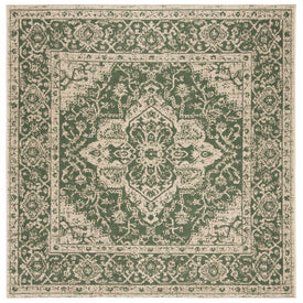 Rug Indoor/Outdoor 6'7" x 6'7" Green/Cream Square Polypropylene LND137Y