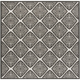 Rug Indoor/Outdoor 6'7" x 6'7" Light Gray/Charcoal Square Polypropylene LND132A