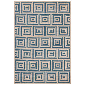 Rug Indoor/Outdoor 4' x 6' Light Blue/Cream Rectangular Polypropylene/Polyester COT941F