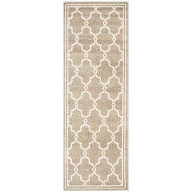 Rug Indoor/Outdoor 2'3" x 9' Wheat/Beige Rectangular Polypropylene/Fibrillated Polypropylene/Latex/Poly-Cotton AMT414S