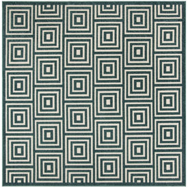 Rug Indoor/Outdoor 6'7" x 6'7" Cream/Turquoise Square Polypropylene/Polyester COT941S