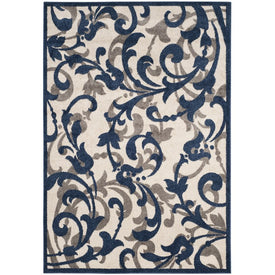 Rug Indoor/Outdoor 4' x 6' Ivory/Navy Rectangular Polypropylene/Fibrillated Polypropylene/Latex/Poly-Cotton AMT428M