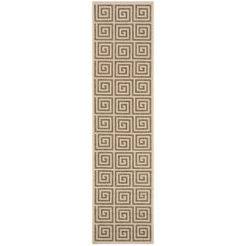 Rug Indoor/Outdoor 2' x 8' Beige/Cream Rectangular Polypropylene LND129D