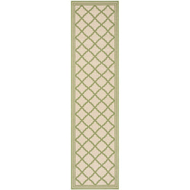 Rug Indoor/Outdoor 2' x 8' Cream/Olive Rectangular Polypropylene LND121V