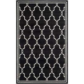 Rug Indoor/Outdoor 5' x 8' Anthracite/Ivory Rectangular Polypropylene/Fibrillated Polypropylene/Latex/Poly-Cotton AMT414G