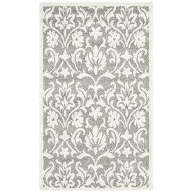 Rug Indoor/Outdoor 3' x 5' Dark Gray/Beige Rectangular Polypropylene/Fibrillated Polypropylene/Latex/Poly-Cotton AMT424R