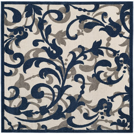 Amherst 7' x 7' Square Indoor/Outdoor Woven Area Rug - Ivory/Navy
