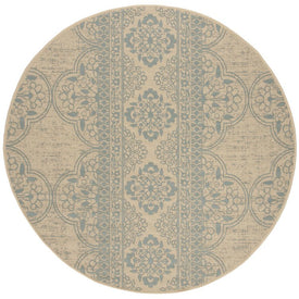 Rug Indoor/Outdoor 6'7" x 6'7" Aqua/Cream Round Polypropylene LND174K