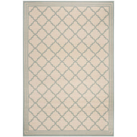 Rug Indoor/Outdoor 5'1" x 7'6" Cream/Aqua Rectangular Polypropylene LND121L