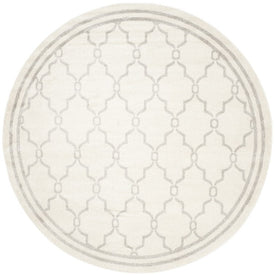 Amherst 5' x 5' Round Indoor/Outdoor Woven Area Rug - Ivory/Light Gray
