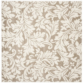 Rug Indoor/Outdoor 7' x 7' Wheat/Beige Square Polypropylene/Fibrillated Polypropylene/Latex/Poly-Cotton AMT425S