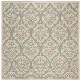 Linden 6' 7" x 6' 7" Square Indoor/Outdoor Woven Area Rug - Aqua/Cream