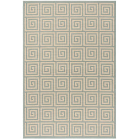 Rug Indoor/Outdoor 5'1" x 7'6" Cream/Aqua Rectangular Polypropylene LND129L