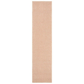 Rug Indoor/Outdoor 2' x 8' Cream/Rust Rectangular Polypropylene LND123R