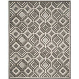 Rug Indoor/Outdoor 8' x 10' Gray/Light Gray Rectangular Polypropylene/Fibrillated Polypropylene/Latex/Poly-Cotton AMT433C