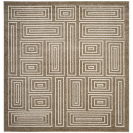 Rug Indoor/Outdoor 7' x 7' Wheat/Beige Square Polypropylene/Fibrillated Polypropylene/Latex/Poly-Cotton AMT430S