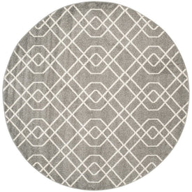 Amherst 7' x 7' Round Indoor/Outdoor Woven Area Rug - Gray/Ivory