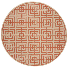 Rug Indoor/Outdoor 6'7" x 6'7" Cream/Rust Round Polypropylene LND128R