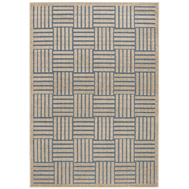 Rug Indoor/Outdoor 4' x 6' Light Blue/Beige Rectangular Polypropylene/Polyester COT942F