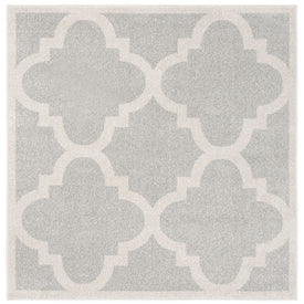 Rug Indoor/Outdoor 5' x 5' Light Gray/Beige Square Polypropylene/Fibrillated Polypropylene/Latex/Poly-Cotton AMT423B