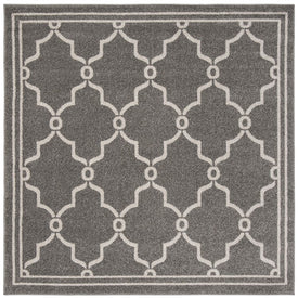 Amherst 5' x 5' Square Indoor/Outdoor Woven Area Rug - Dark Gray/Beige