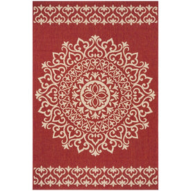 Rug Indoor/Outdoor 5'1" x 7'6" Red/Cream Rectangular Polypropylene LND183Q