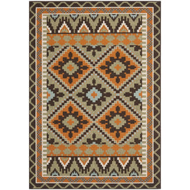 Rug Indoor/Outdoor 5'3" x 7'7" Green/Terra Cotta Rectangular Polypropylene VER096-0742