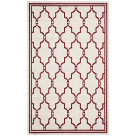 Amherst 4' x 6' Indoor/Outdoor Woven Area Rug - Ivory/Red