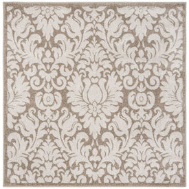 Rug Indoor/Outdoor 5' x 5' Wheat/Beige Square Polypropylene/Fibrillated Polypropylene/Latex/Poly-Cotton AMT427S