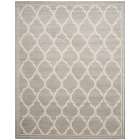 Rug Indoor/Outdoor 8' x 10' Light Gray/Ivory Rectangular Polypropylene/Fibrillated Polypropylene/Latex/Poly-Cotton AMT415B