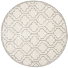 Amherst 7' x 7' Round Indoor/Outdoor Woven Area Rug - Ivory/Light Gray