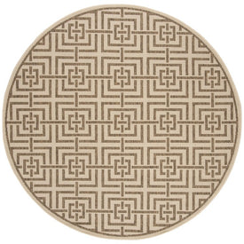 Linden 6' 7" x 6' 7" Round Indoor/Outdoor Woven Area Rug - Cream/Beige