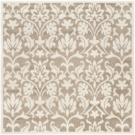 Rug Indoor/Outdoor 7' x 7' Wheat/Beige Square Polypropylene/Fibrillated Polypropylene/Latex/Poly-Cotton AMT424S
