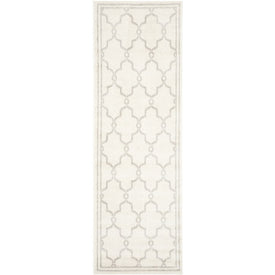 Rug Indoor/Outdoor 2'3" x 9' Ivory/Light Gray Rectangular Polypropylene/Fibrillated Polypropylene/Latex/Poly-Cotton AMT414E