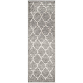 Rug Indoor/Outdoor 2'3" x 7' Gray/Light Gray Rectangular Polypropylene/Fibrillated Polypropylene/Latex/Poly-Cotton AMT415C