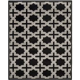 Rug Indoor/Outdoor 8' x 10' Anthracite/Gray Rectangular Polypropylene/Fibrillated Polypropylene/Latex/Poly-Cotton AMT418L