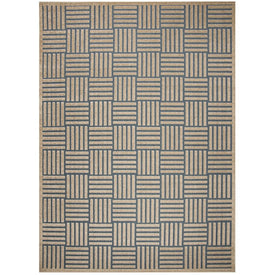 Rug Indoor/Outdoor 9' x 12' Light Blue/Beige Rectangular Polypropylene/Polyester COT942F