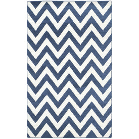 Rug Indoor/Outdoor 4' x 6' Navy/Beige Rectangular Polypropylene/Fibrillated Polypropylene/Latex/Poly-Cotton AMT419P