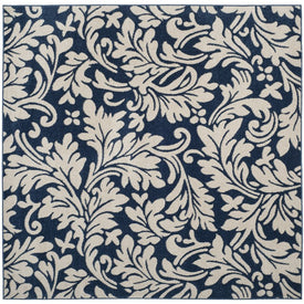 Rug Indoor/Outdoor 7' x 7' Navy/Ivory Square Polypropylene/Fibrillated Polypropylene/Latex/Poly-Cotton AMT425P