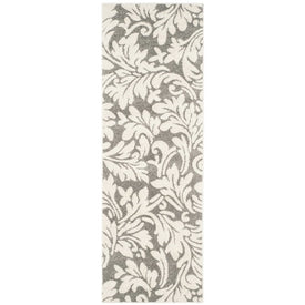 Rug Indoor/Outdoor 2'3" x 11' Dark Gray/Beige Rectangular Polypropylene/Fibrillated Polypropylene/Latex/Poly-Cotton AMT425R