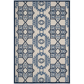Cottage 6' 7" x 9' 6" Indoor/Outdoor Woven Area Rug - Ivory/Blue