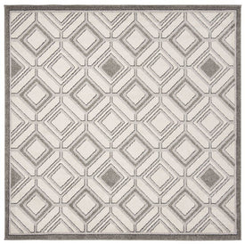Rug Indoor/Outdoor 7' x 7' Ivory/Light Gray Square Polypropylene/Fibrillated Polypropylene/Latex/Poly-Cotton AMT433E