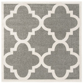 Rug Indoor/Outdoor 5' x 5' Dark Gray/Beige Square Polypropylene/Fibrillated Polypropylene/Latex/Poly-Cotton AMT423R