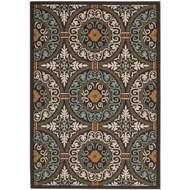 Rug Indoor/Outdoor 6'7" x 9'6" Chocolate/Aqua Rectangular Polypropylene VER055-0723