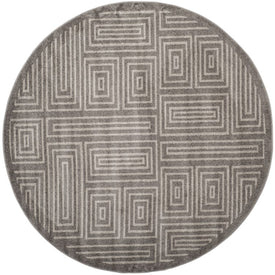 Amherst 7' x 7' Round Indoor/Outdoor Woven Area Rug - Gray/Ivory