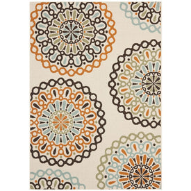 Rug Indoor/Outdoor 5'3" x 7'7" Cream/Terra Cotta Rectangular Polypropylene VER092-0715